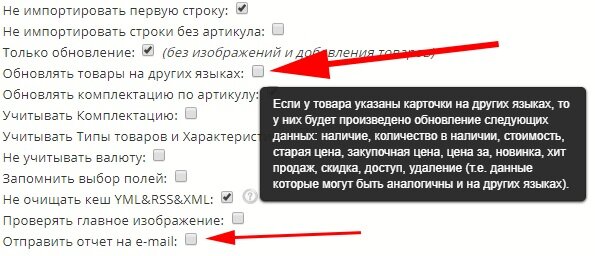 Додано надсилання звіту на e-mail після імпорту. А також додано функцію оновлення даних товарів іншими мовами.
