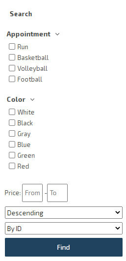 Product features, search filter and comparison