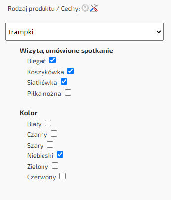 Cechy produktu, filtr wyszukiwania i porównanie